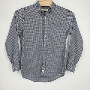 Onward Reserve Shirt Button Down Large Tailored Mens White Blue Gingham Check